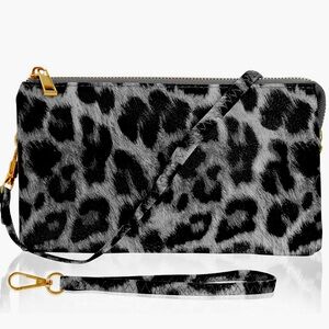 Leopard dual crossbody wristlet purse~